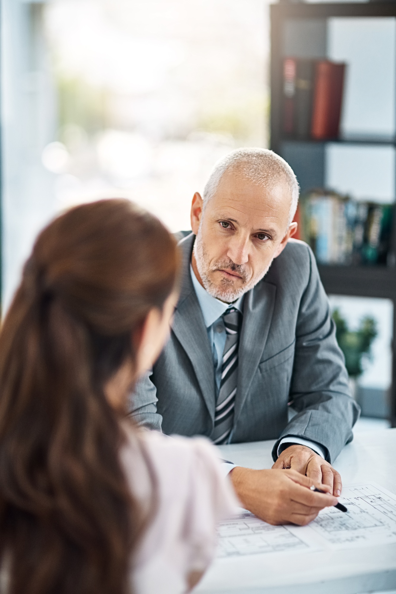 One to one discussions. Cropped shot of two businesspeople meeting in their office.