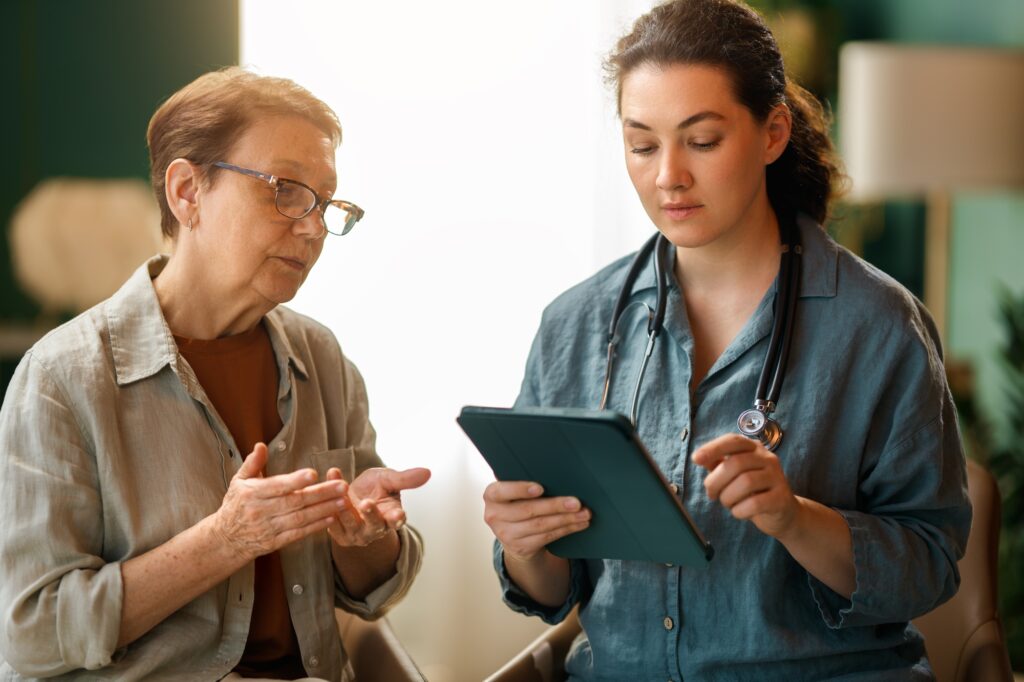 patient and a doctor talking